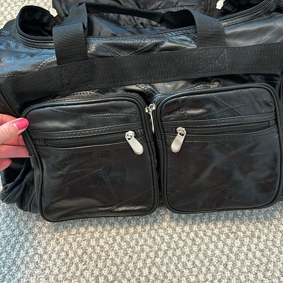 Black Leather Duffel Bag, USED ONCE!!! - Picture 7 of 14
